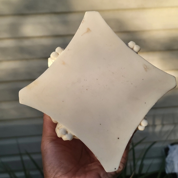 Rare Find "Greek" Candle Pedestal Carved Cream Marble Dust Blend Little Flowers - Picture 4 of 10